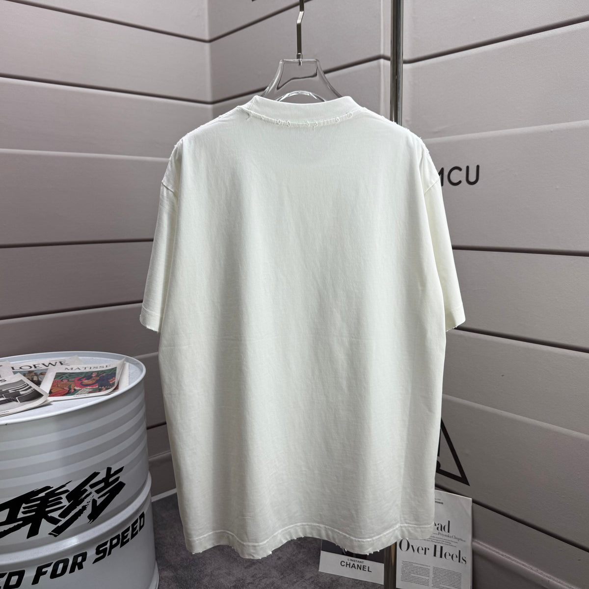 Acne Studios Small Circular Stamp‑Graphic Distressed‑Trim Crew‑Neck Short‑Sleeve T‑Shirt