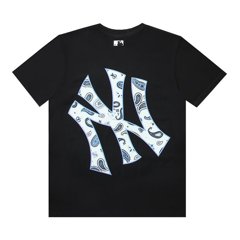 MLB Paisley Oversized Logo Crew Neck Short‑Sleeve T‑Shirt