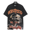 Godspeed Football Skeleton Vintage Short‑Sleeve Tee (Washed Black)