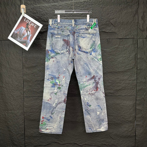 Acne Studios Distressed Paint‑Splatter Patchwork Straight‑Leg Jeans
