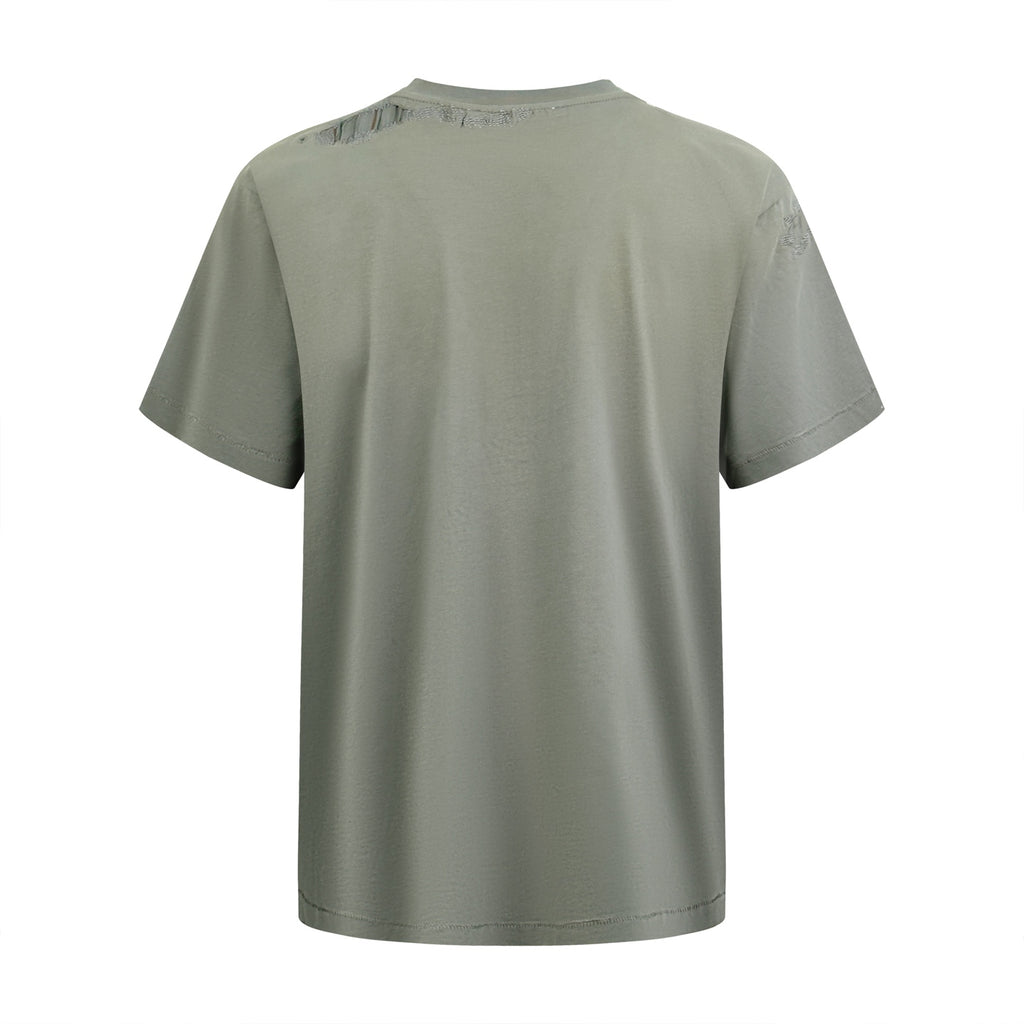 Acne Studios Distressed‑Detail Centered Text‑Logo Crew‑Neck Short‑Sleeve T‑Shirt