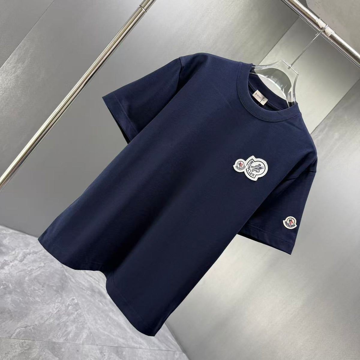Moncler Double Badge T-Shirt Navy