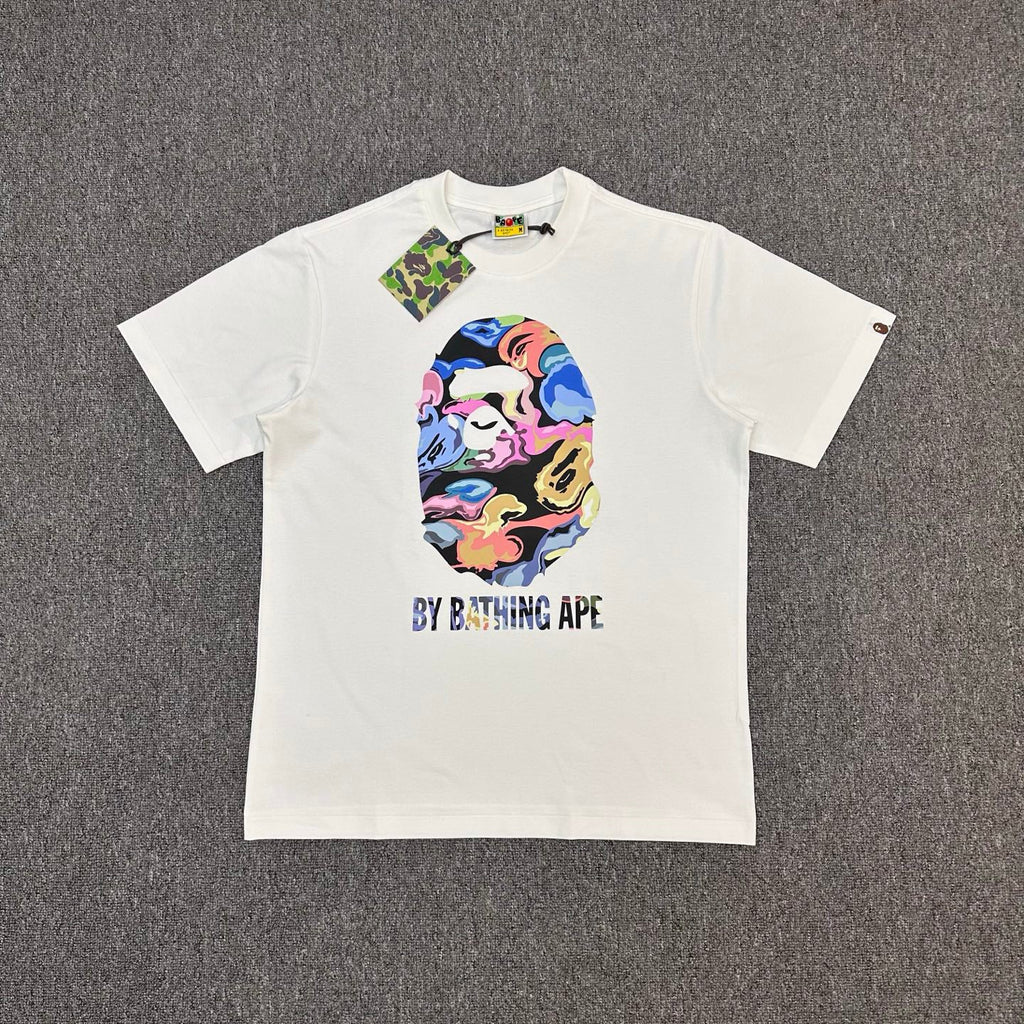 BAPE Liquid Marble Multicolor Ape Head BY BATHING APE Oversized Unisex T-Shirt