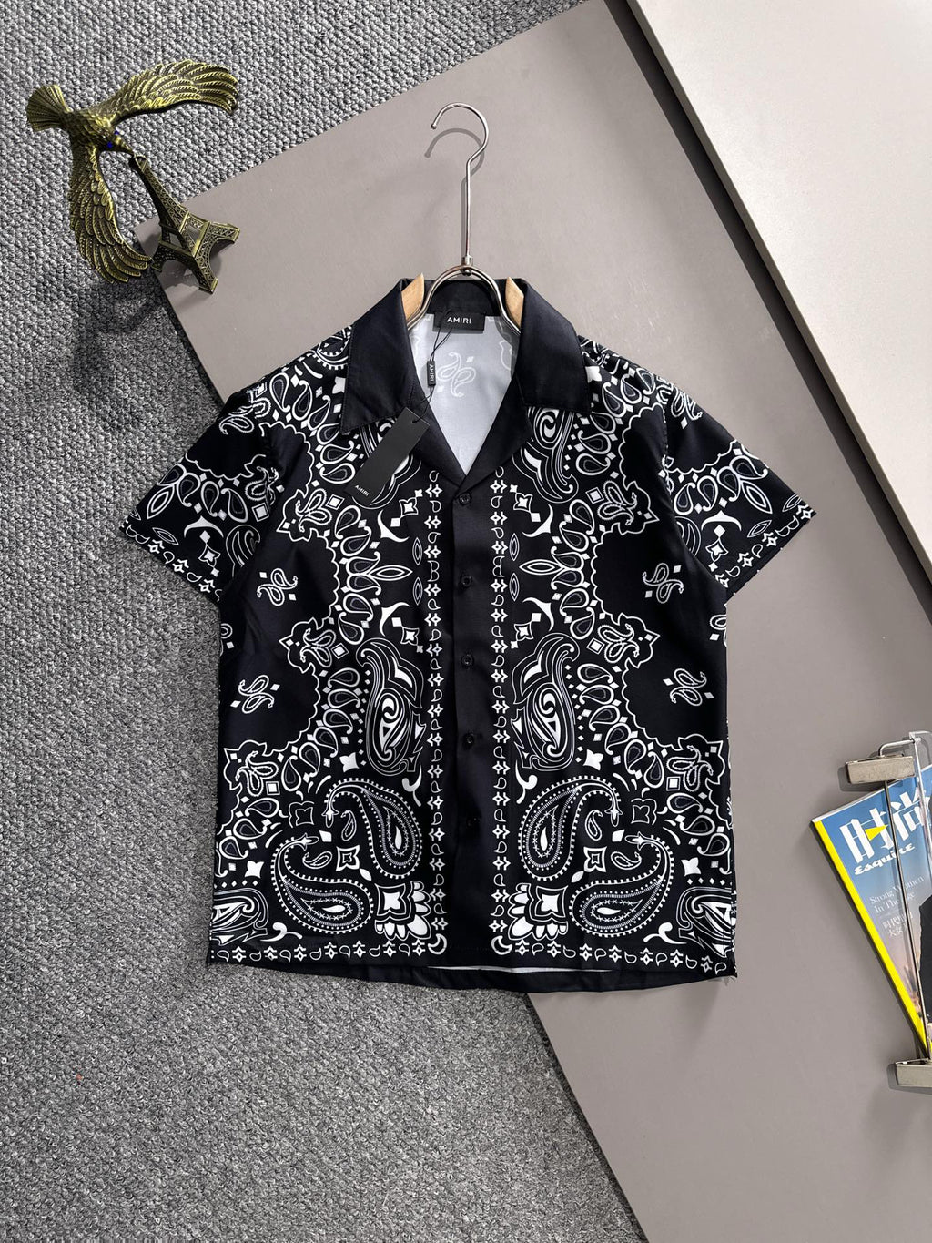 AMIRI Bandana Print Camp Collar Short‑Sleeve Shirt and Shorts Set