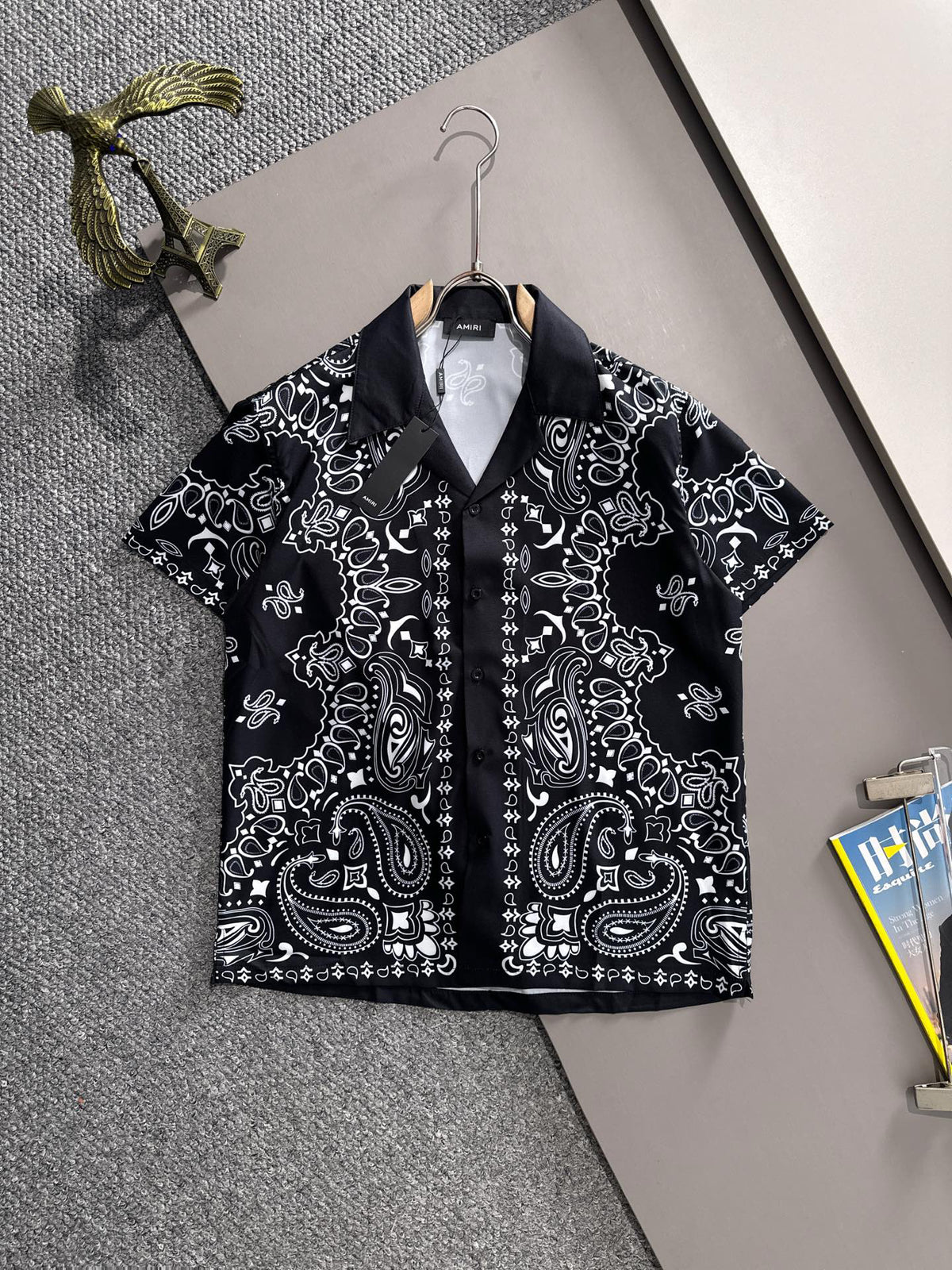 AMIRI Bandana Print Camp Collar Short‑Sleeve Shirt and Shorts Set