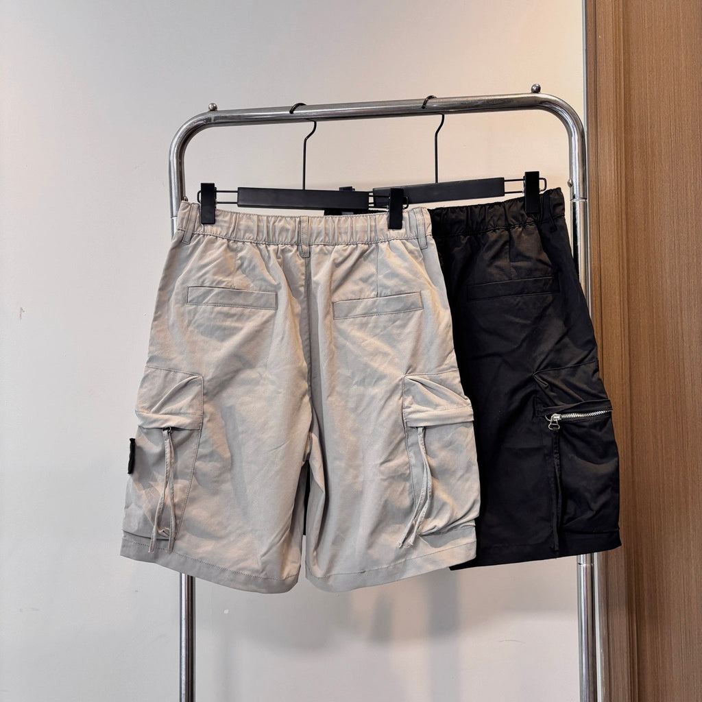 Stone Island Technical Nylon Cargo Shorts with Large Bellows Pockets and Compass Badge
