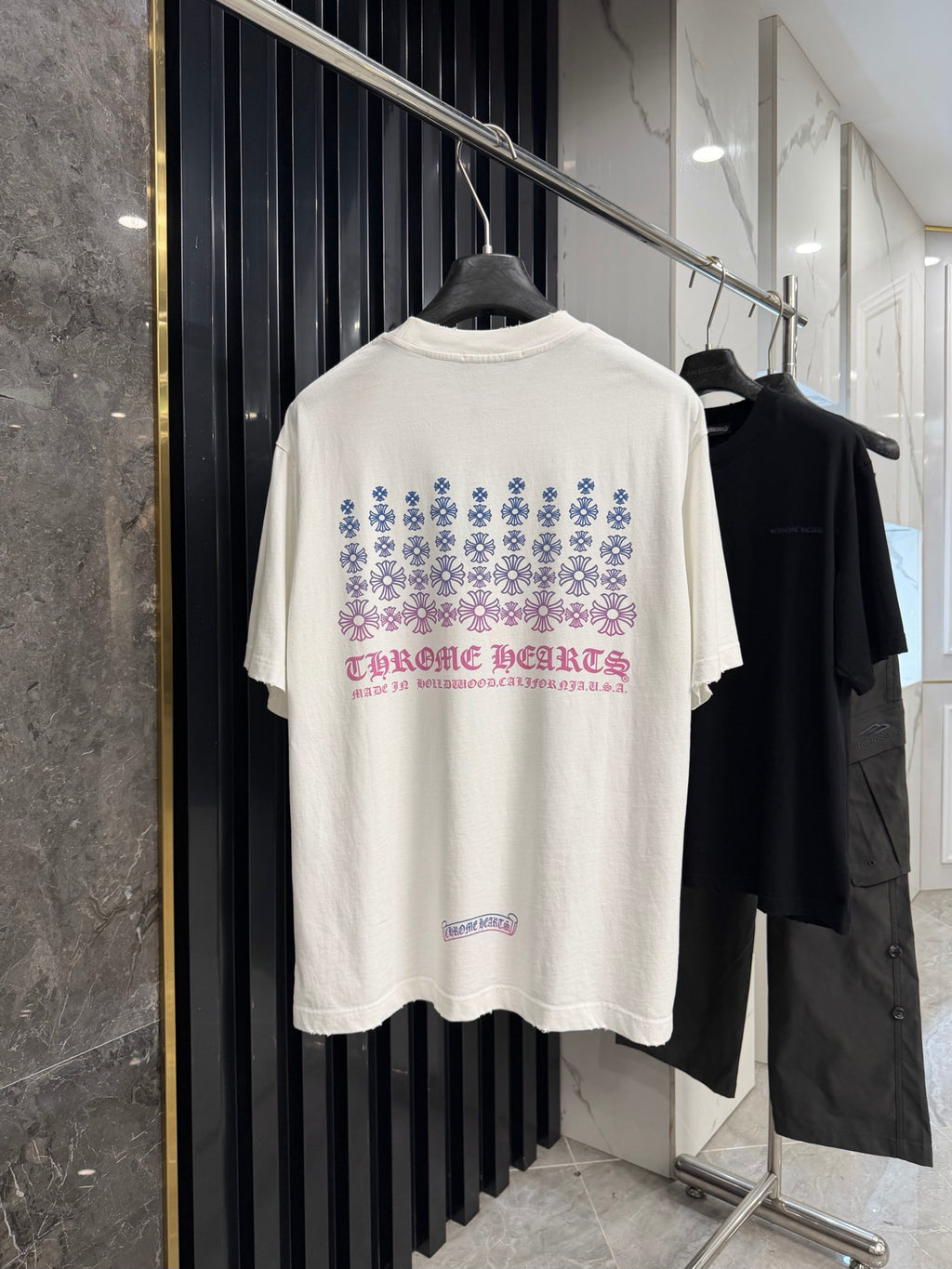 Chrome Hearts Gradient‑Script Distressed‑Trim Oversized Crew‑Neck T‑Shirt