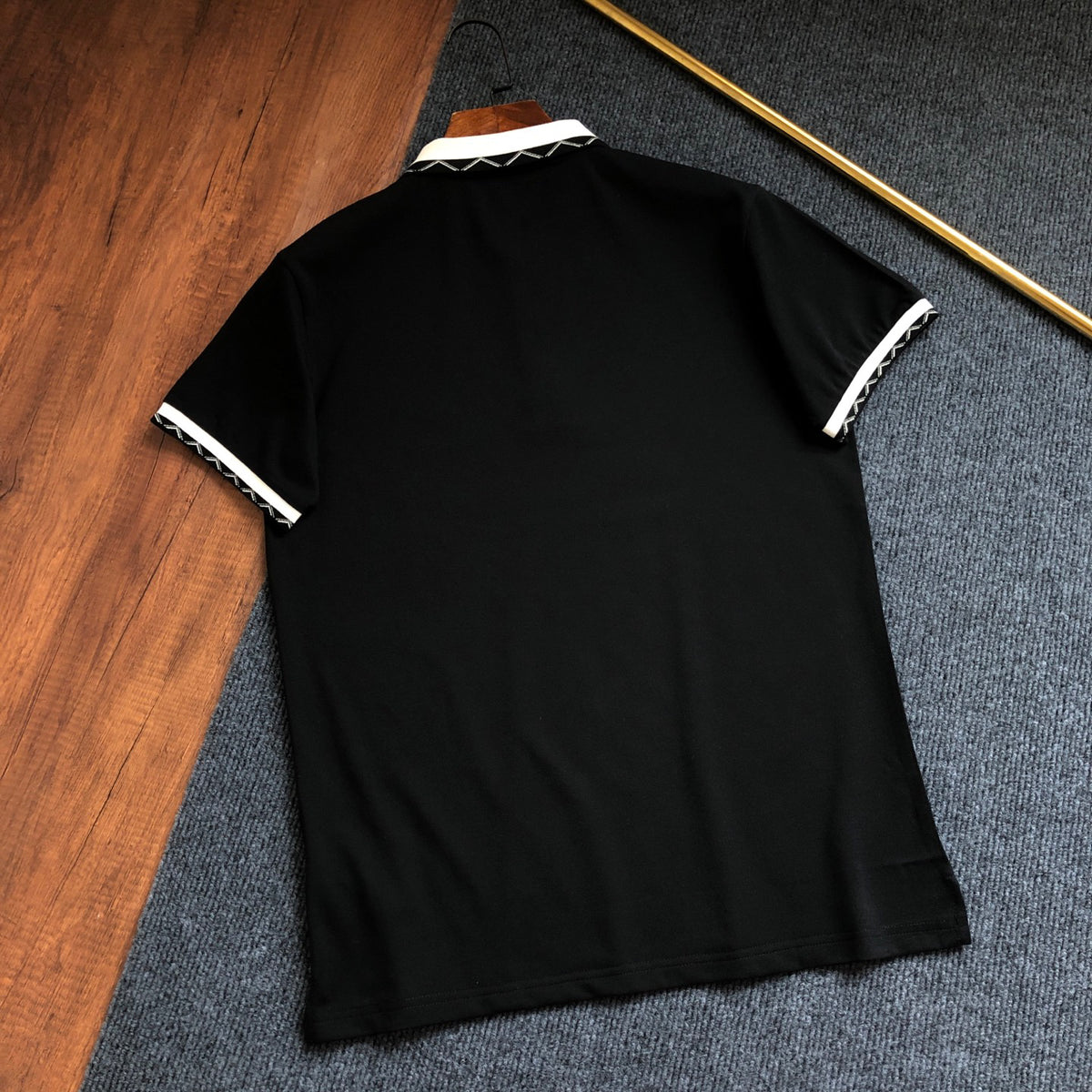 Men's Short‑Sleeve Polo Shirt, Contrast Collar & Trim With White Pony Embroidery