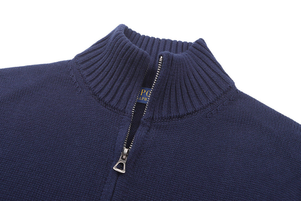Polo Ralph Lauren Men’s Quarter‑Zip Knit Sweater With Red Pony Embroidery