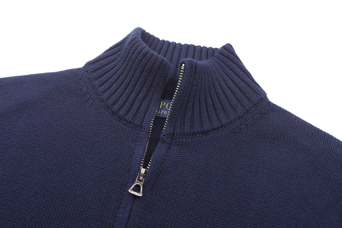 Polo Ralph Lauren Men’s Quarter‑Zip Knit Sweater With Red Pony Embroidery