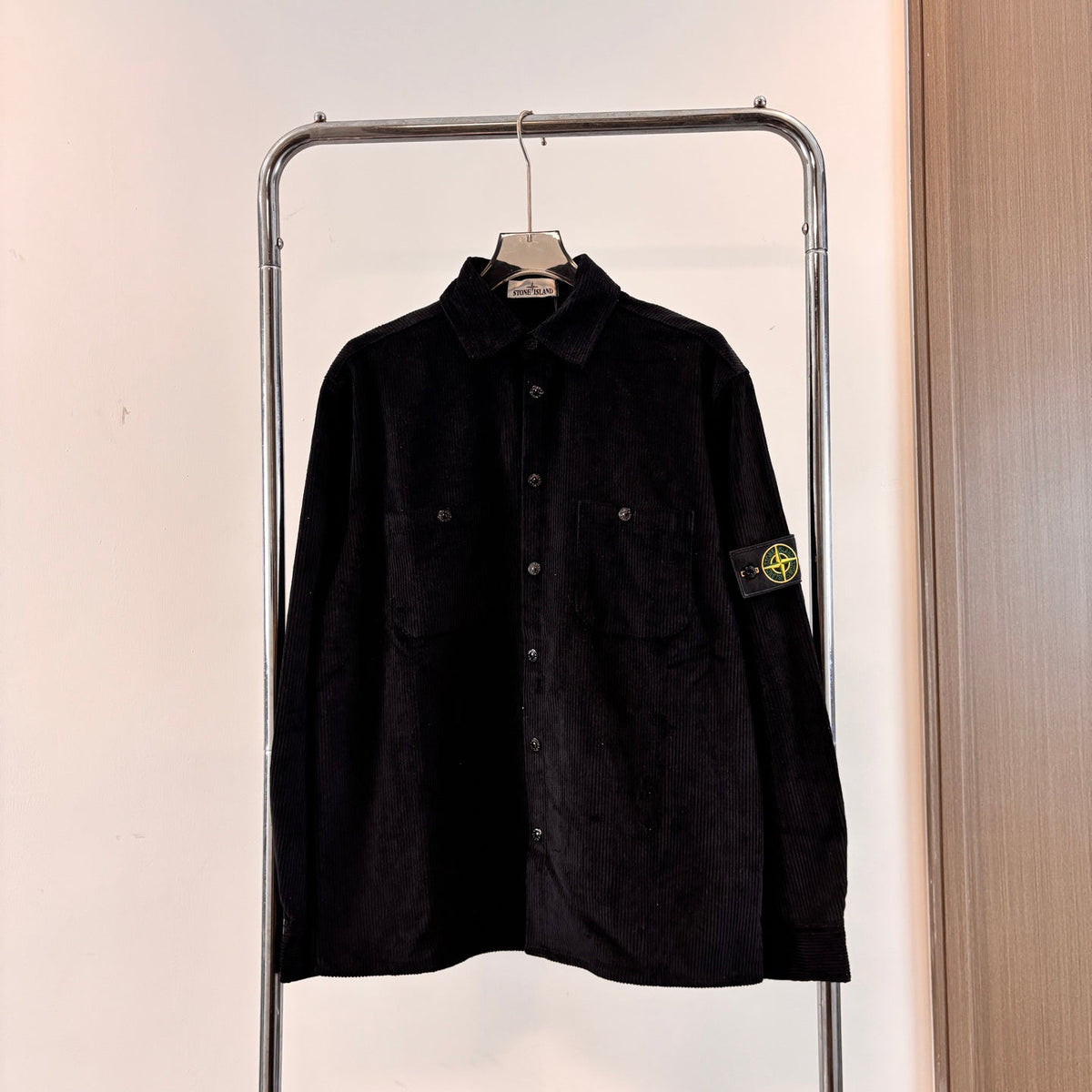 Stone Island Wide-Wale Corduroy Overshirt with Snap Buttons and Compass Badge
