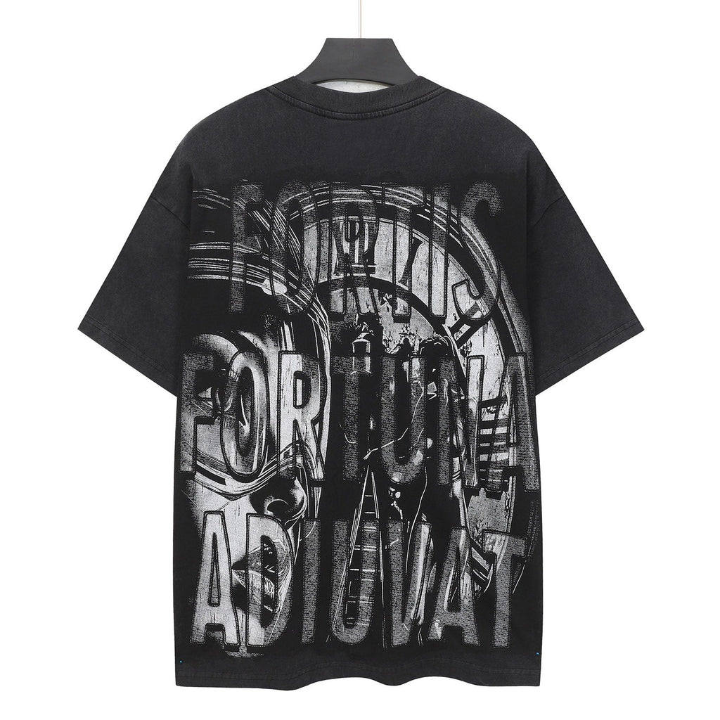 Godspeed Astronaut Time Clock Vintage Short‑Sleeve Tee (Washed Black)