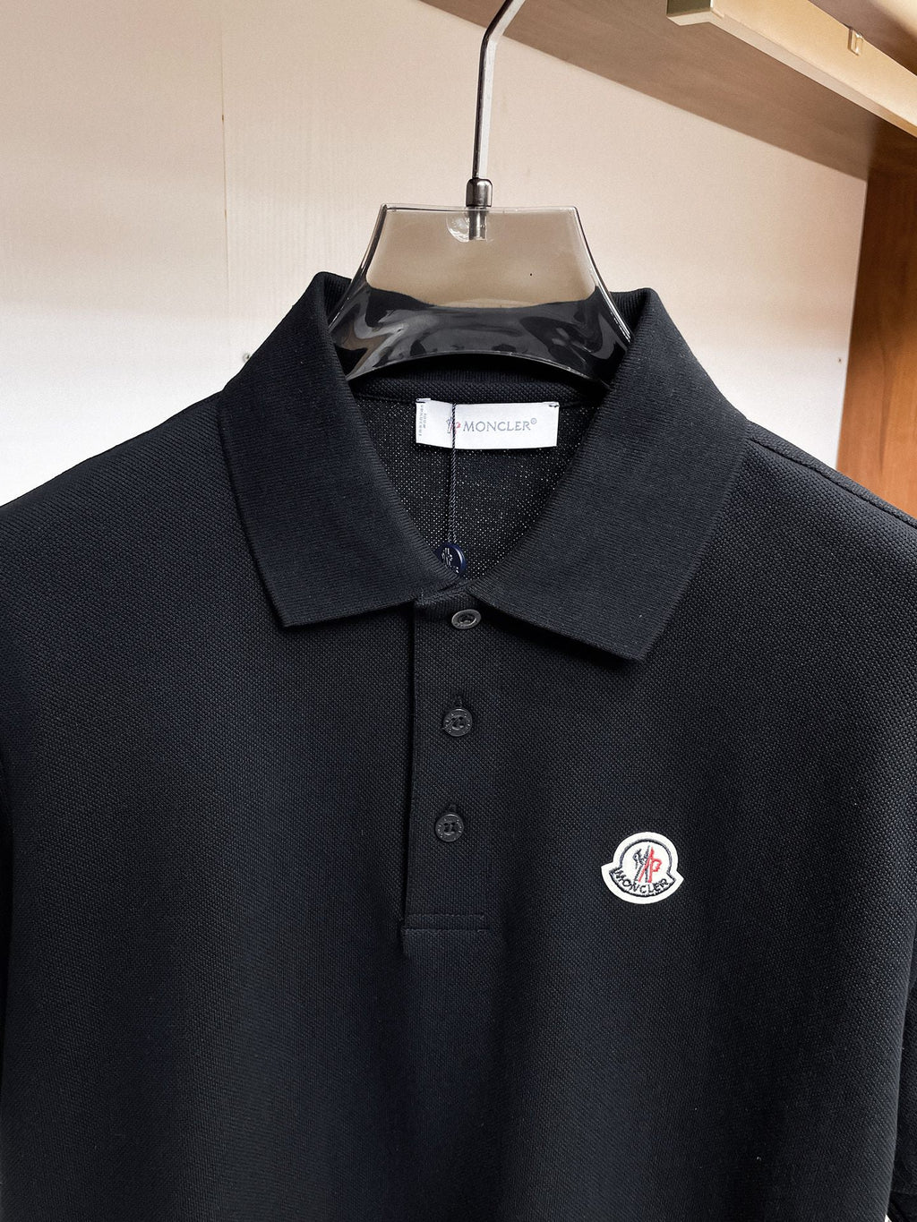 Moncler Badge Piqué Polo Shirt Black