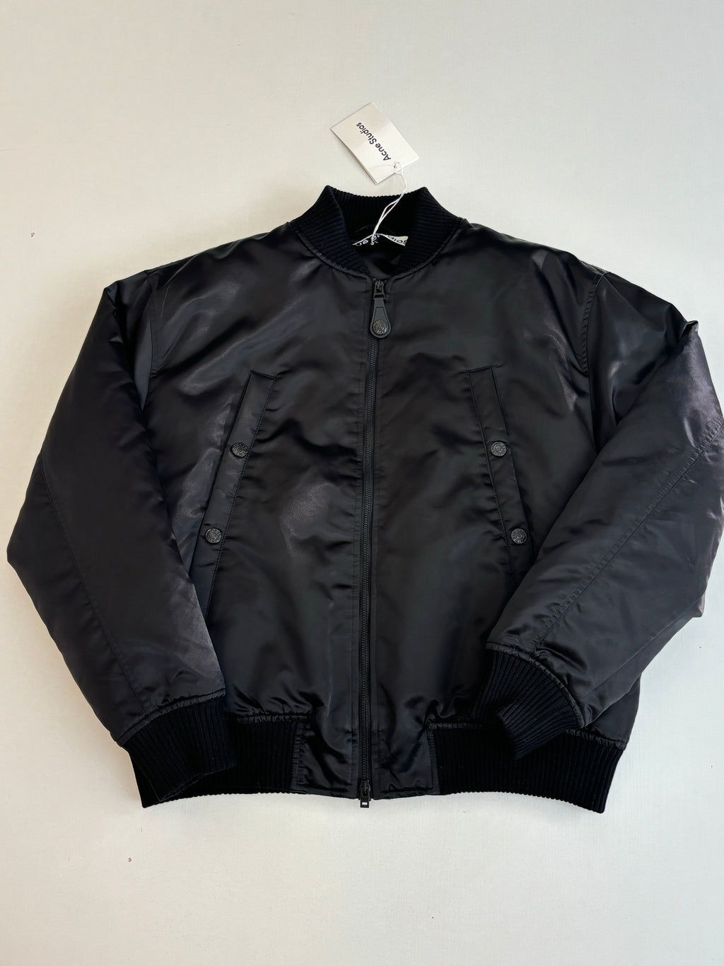 Acne Studios Ribbed Collar Zip‑Up Oversized Bomber Jacket