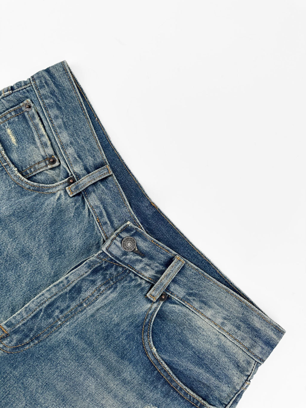 Acne Studios Distressed Flared Leg Vintage Wash Denim Jeans