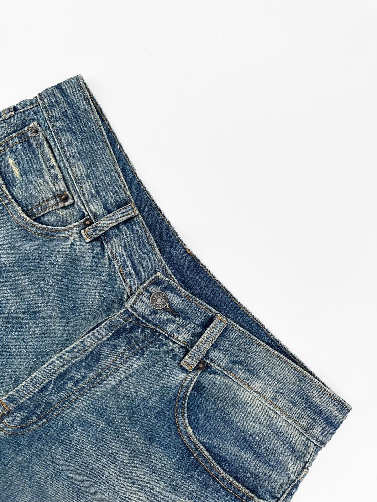 Acne Studios Distressed Flared Leg Vintage Wash Denim Jeans