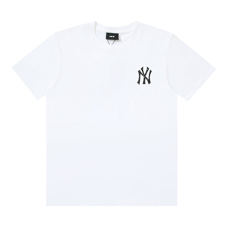 MLB Square Paisley Border Big Logo Cotton Crew‑Neck Short‑Sleeve T‑Shirt