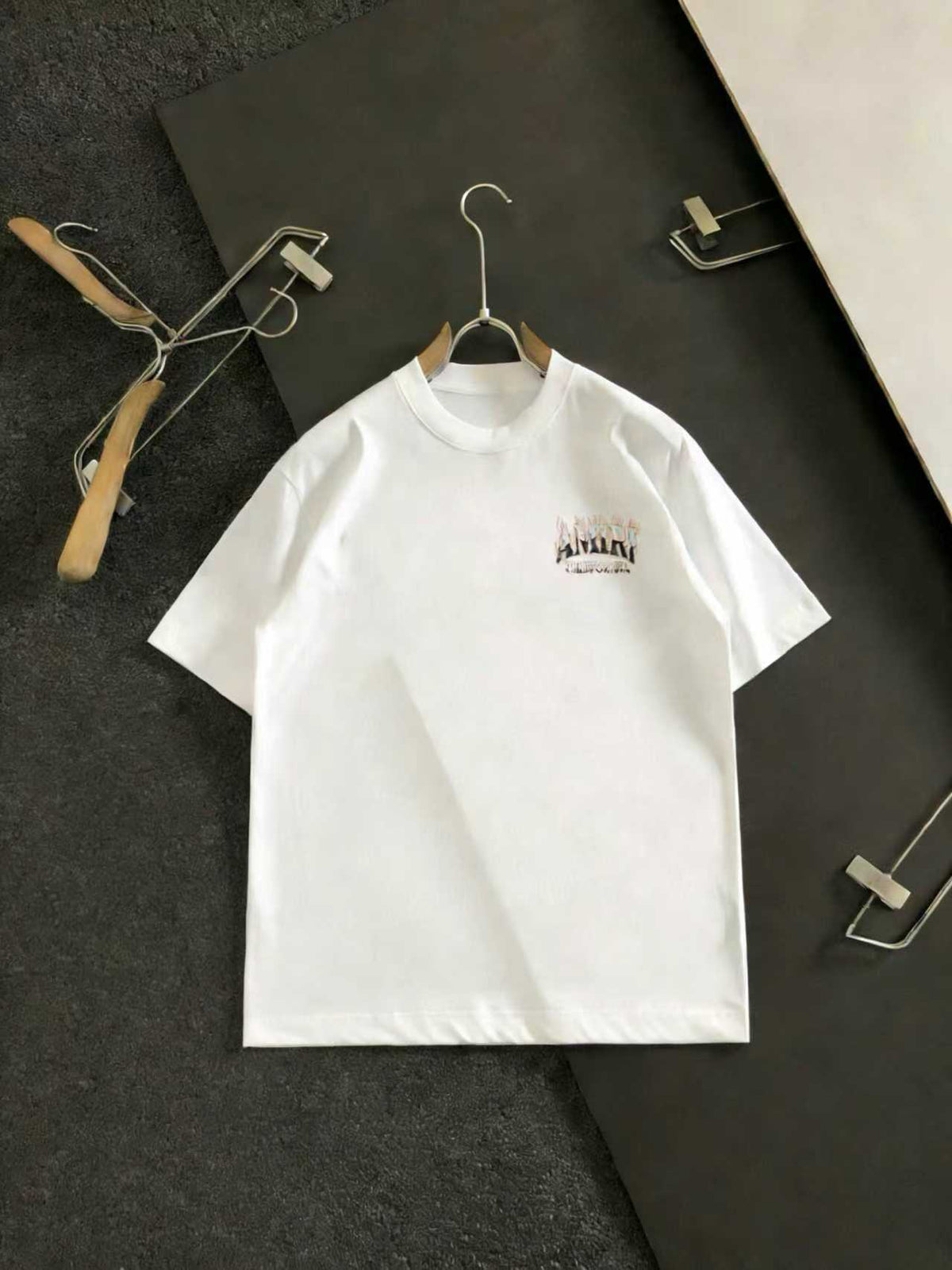 Amiri Small Chest Graphic Crew‑Neck Short‑Sleeve T‑Shirt