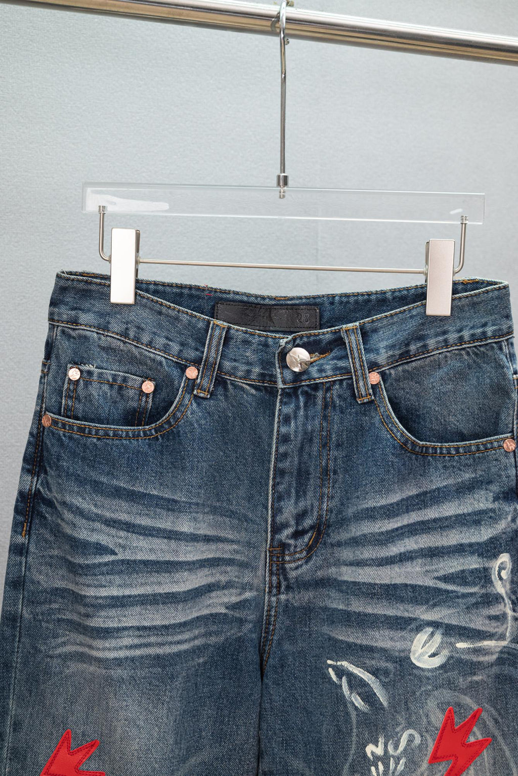 Acne Studios Lightning Embellished Flare Denim Jeans