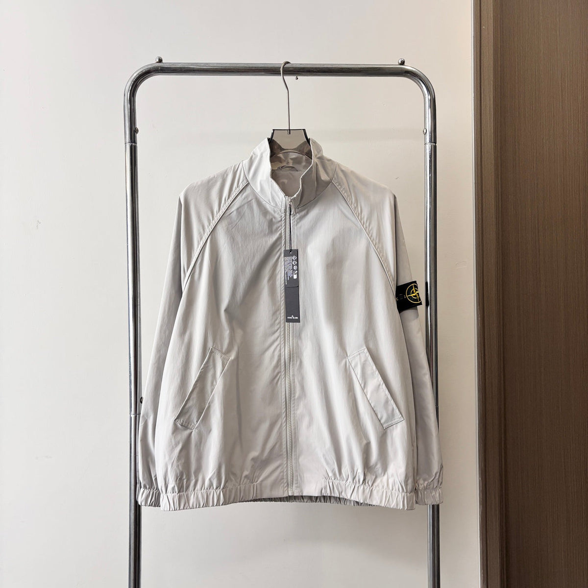 Stone Island Stand Collar Raglan Zip Jacket with Compass Badge