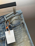 Acne Studios Paint‑Splatter Vintage Washed Denim Shorts