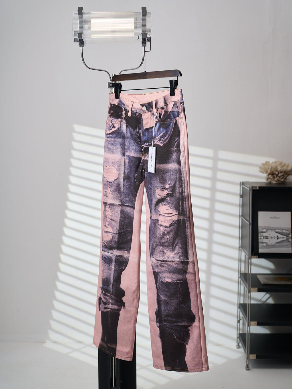 Acne Studios Unisex Printed Wide‑Leg Denim‑Style Trousers