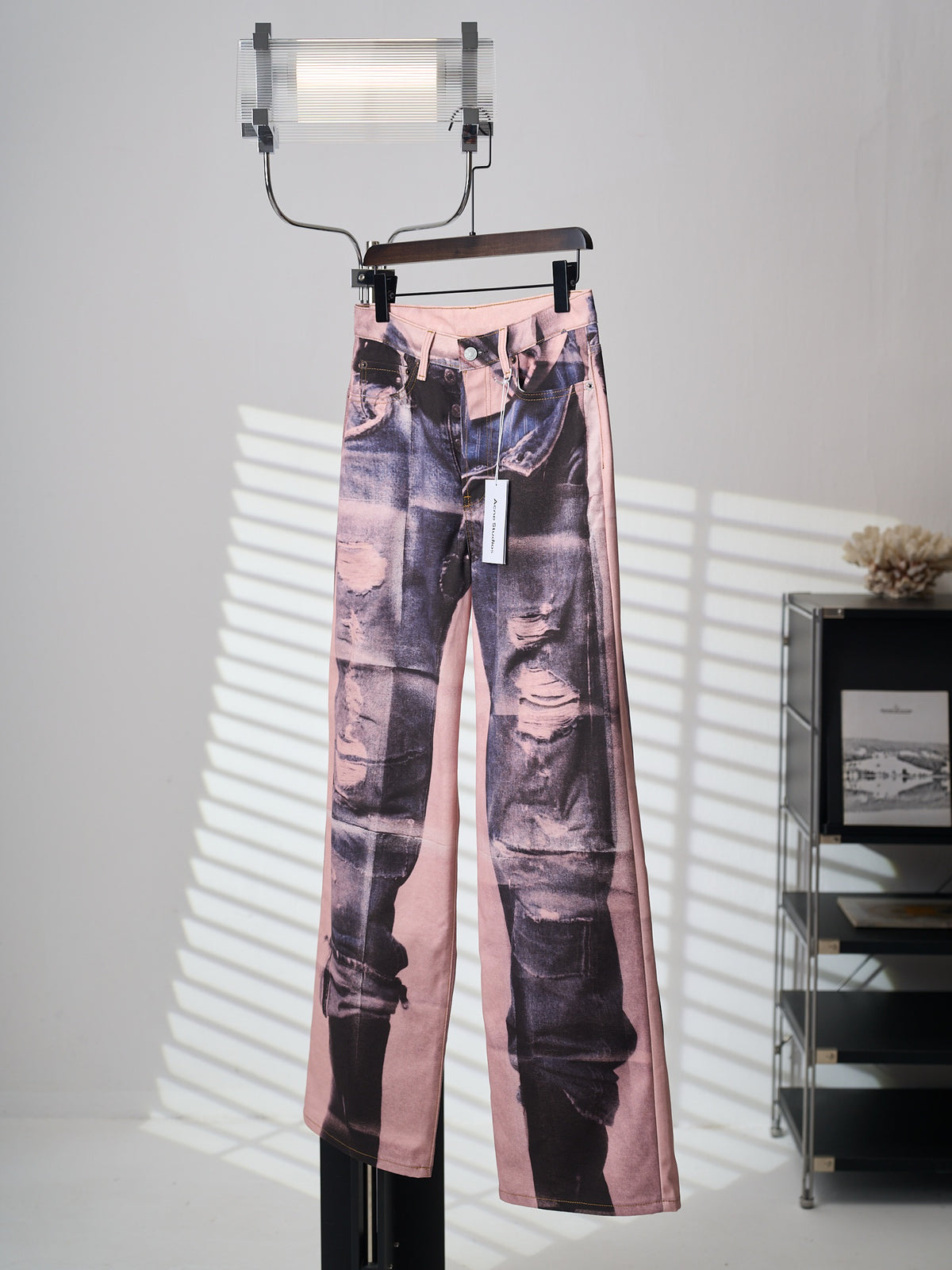 Acne Studios Unisex Printed Wide‑Leg Denim‑Style Trousers