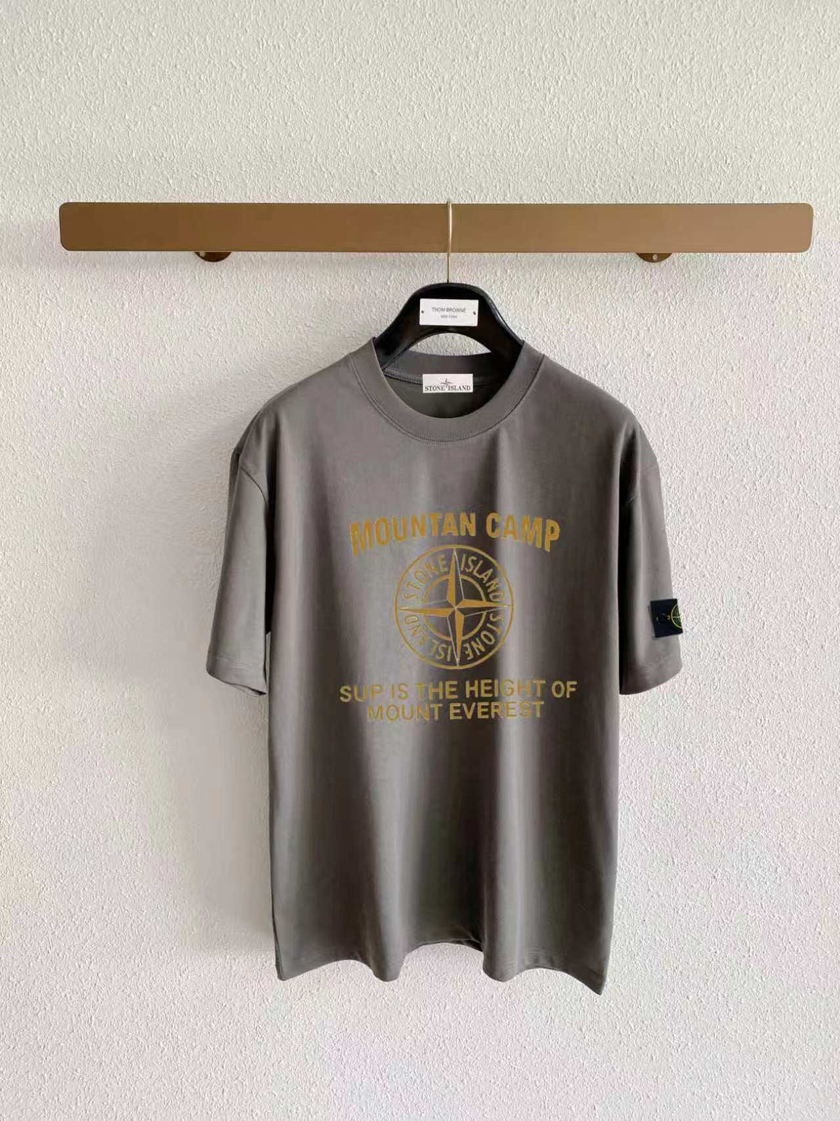 Stone Island "Mountan Camp" Compass Rose Gold Print T-Shirt