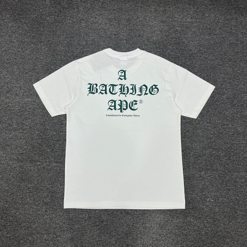 BAPE World Gone Mad Old English Blackletter Ape Head Small-Print Tee Oversized Unisex T-Shirt