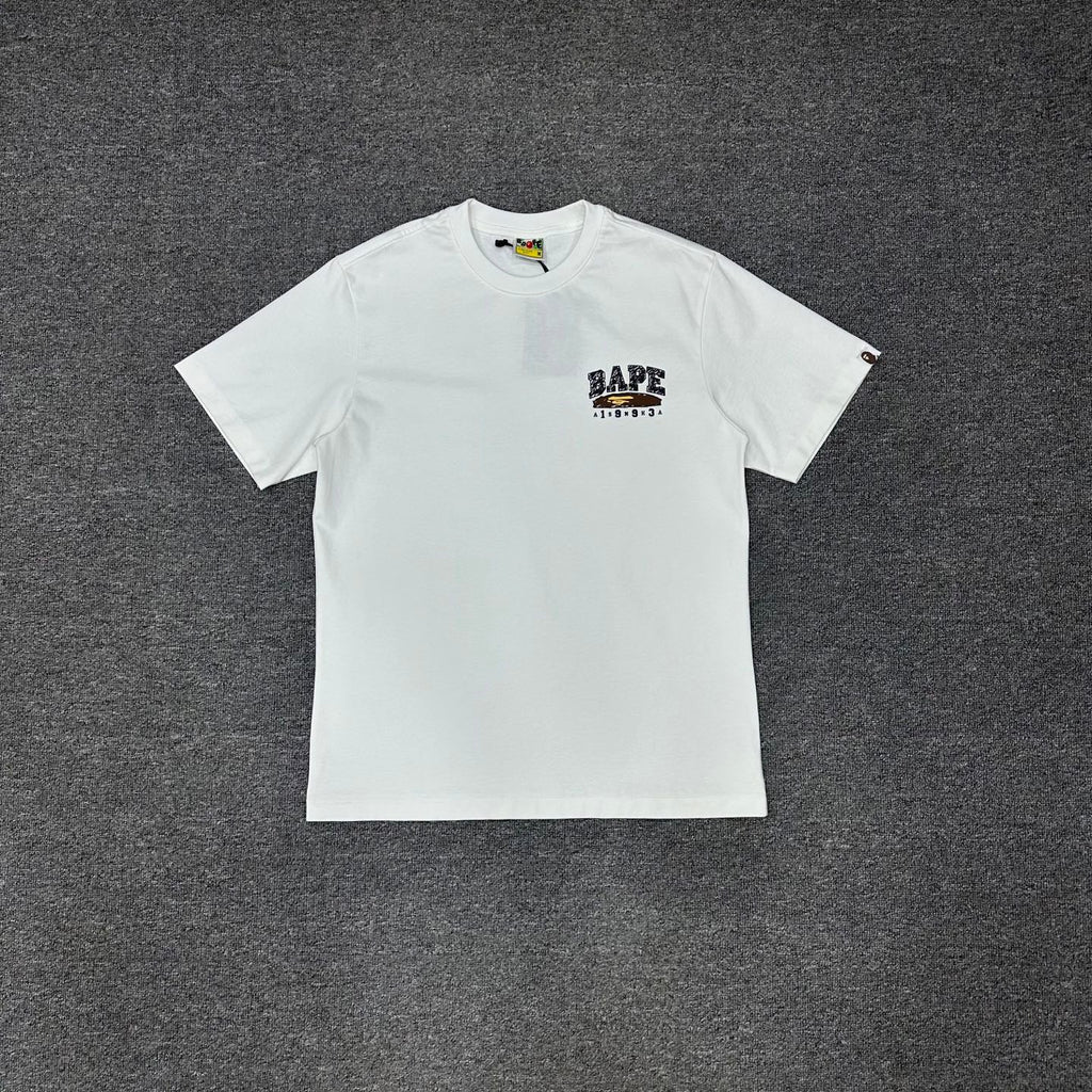 BAPE SS25 Back to School "1993" Camo-Fill College Logo Left Chest Oversized Heavyweight Unisex T-Shirt