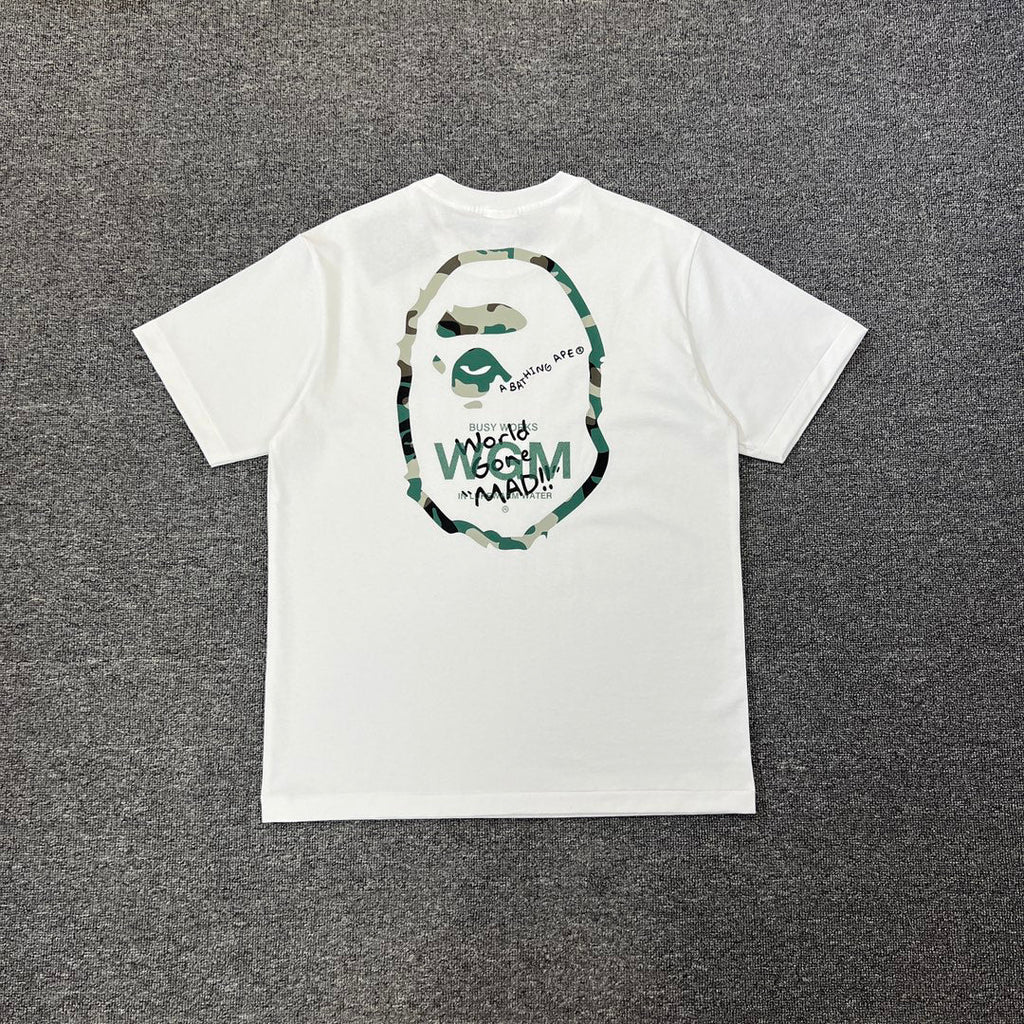 BAPE Busy Works World Gone MAD Woodland Camo WGM Tee Oversized Unisex T-Shirt
