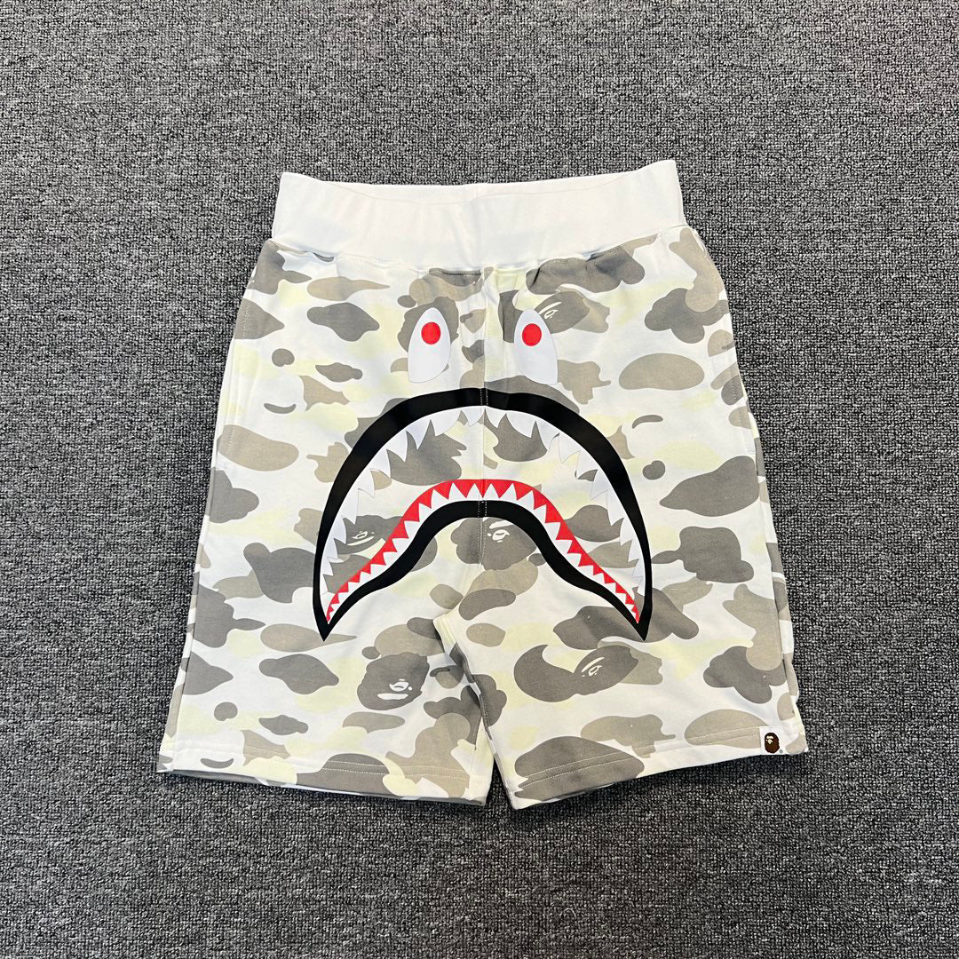 BAPE City Camo Ape Head Scatter Glow-in-the-Dark Shark Shorts - Gray / White