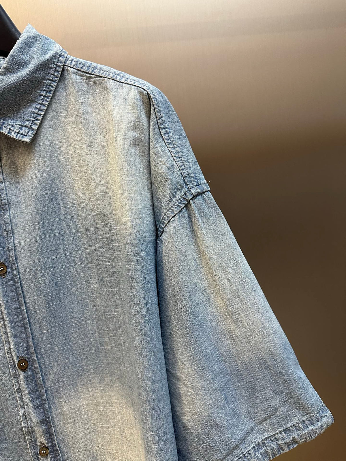Acne Studios Oversized Short‑Sleeve Denim Button‑Down Shirt