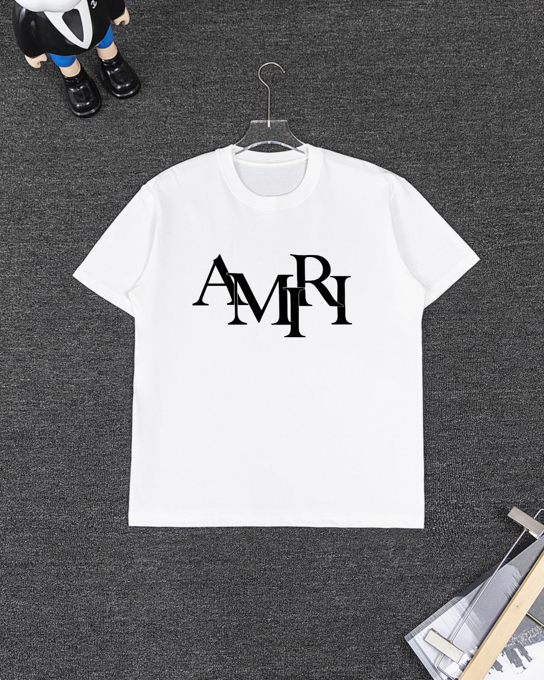 Amiri Overlapped Logo Short‑Sleeve T‑Shirt & Drawstring Shorts Two‑Piece Set