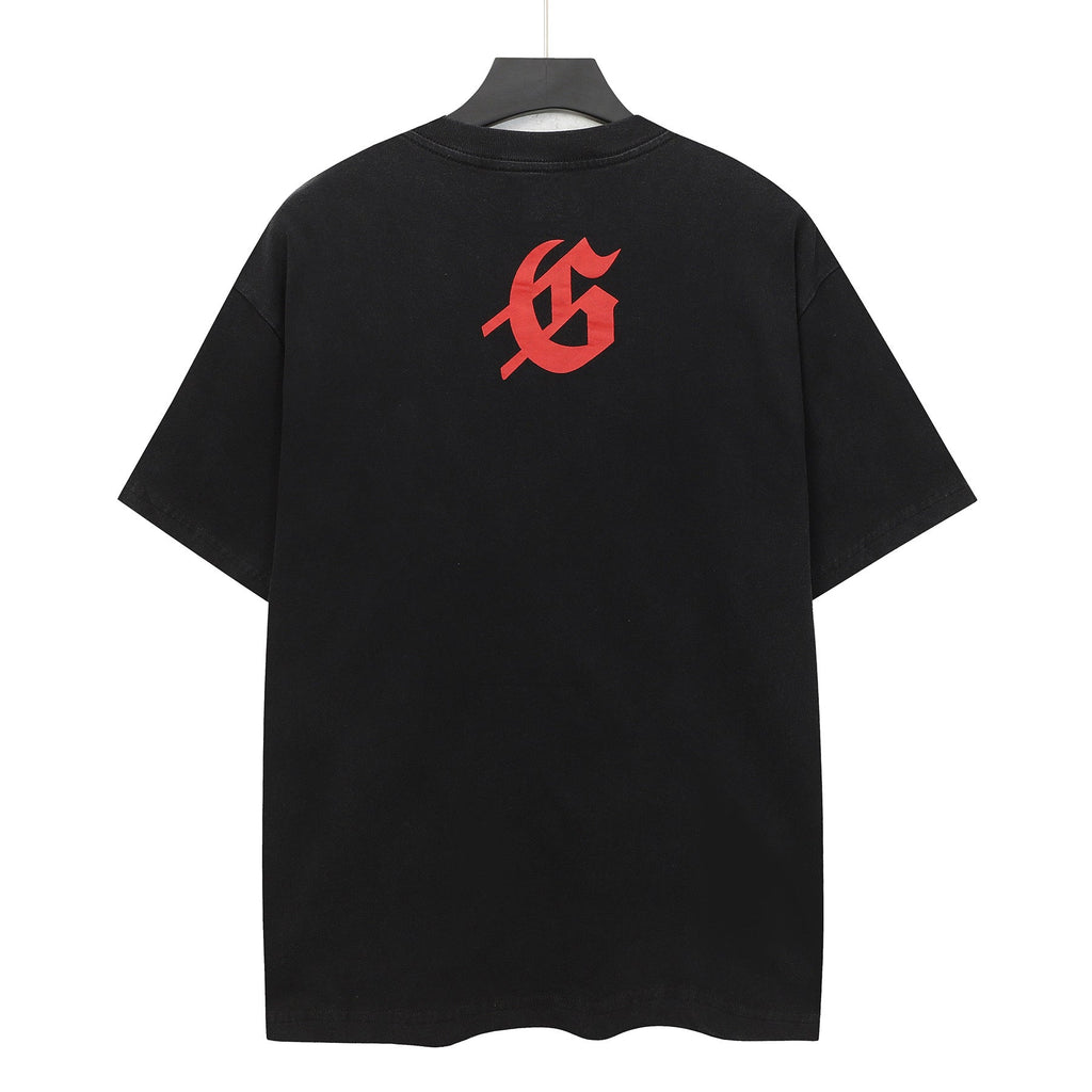 Godspeed Beach Skeleton Couple Vacation Short‑Sleeve Tee (Washed Black)