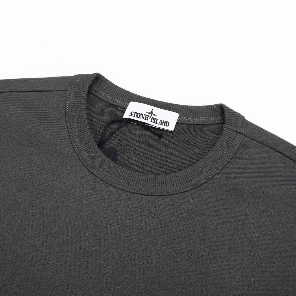 Stone Island Cotton Crew Neck Sweatshirt with Bilateral Sleeve Open Cargo Pockets and Compass Badge