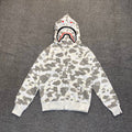 BAPE Glow-in-the-Dark City Camo Shark Full-Zip Hoodie - White / Black