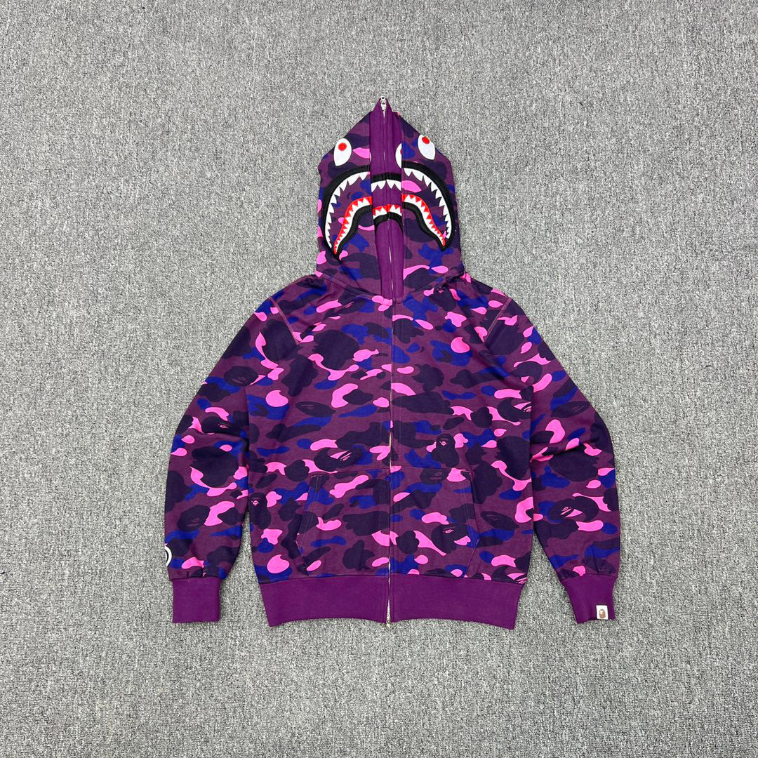 BAPE Shark Full-Zip Double Hood Camo Hoodie