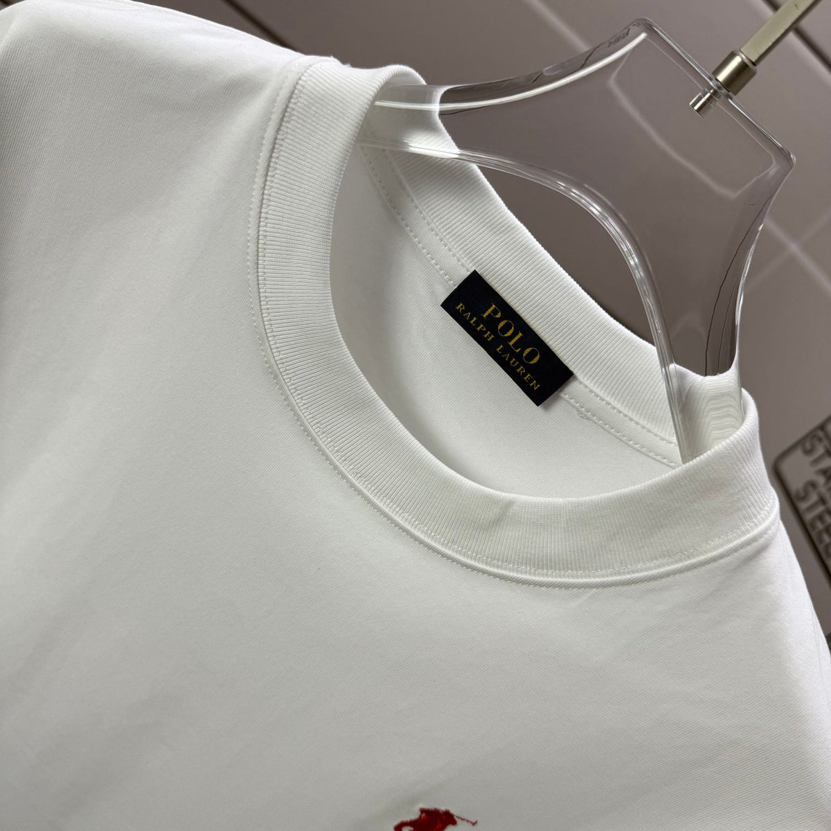 Men's Crew Neck Short‑Sleeve T‑Shirt Minimalist Small Horse Embroidery Casual Top