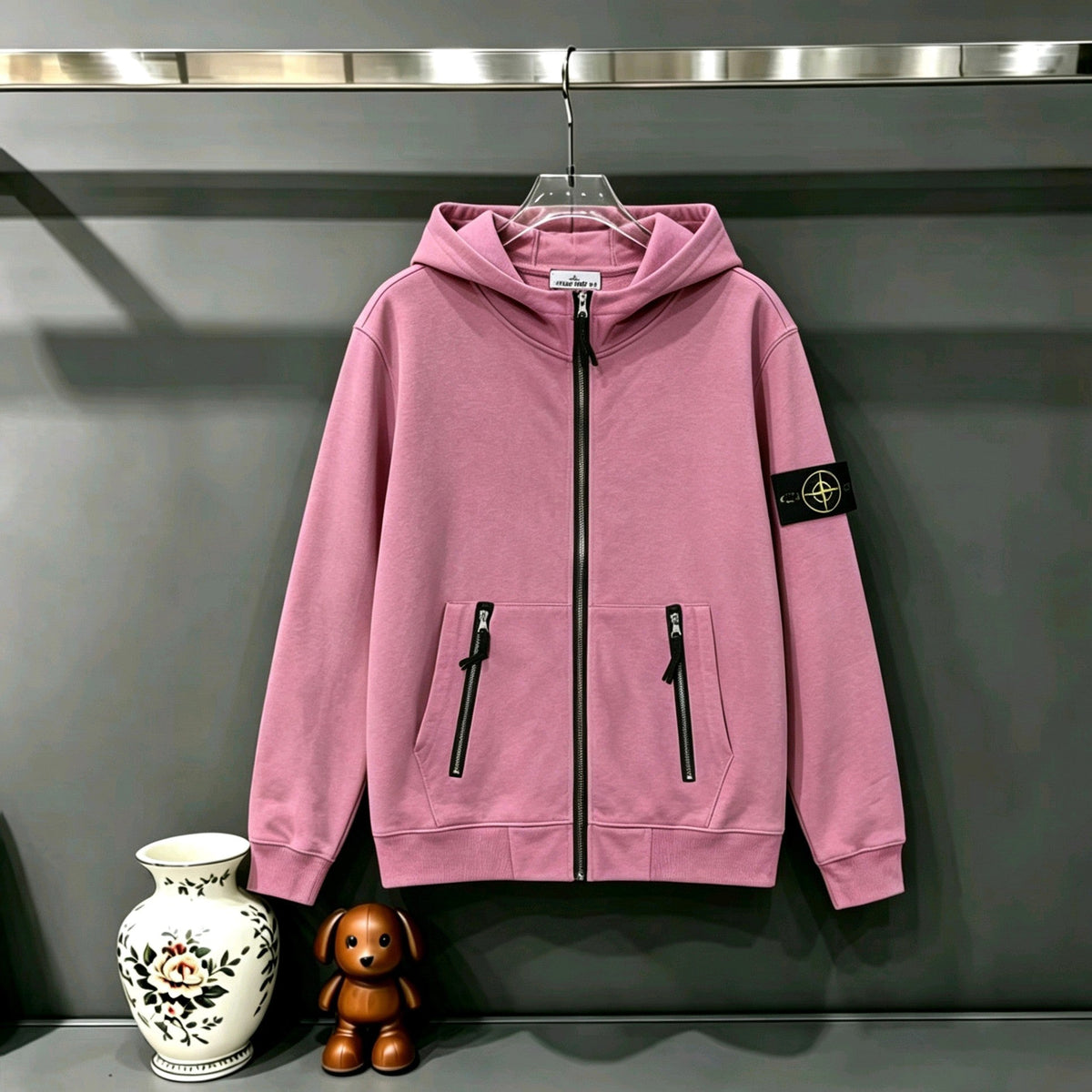 Stone Island Compass Badge Triple-Zip Full-Zip Hoodie Sweatshirt