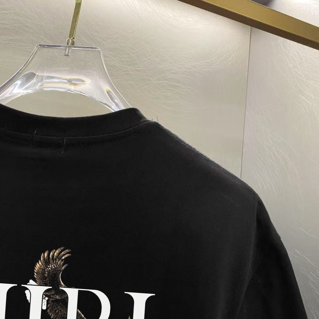 Amiri Eagle Logo Chest Graphic Crew‑Neck Short‑Sleeve T‑Shirt