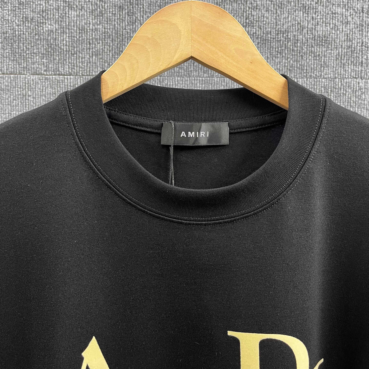 AMIRI Overlapping Stacked Letter Logo Crew Neck Short‑Sleeve T‑Shirt