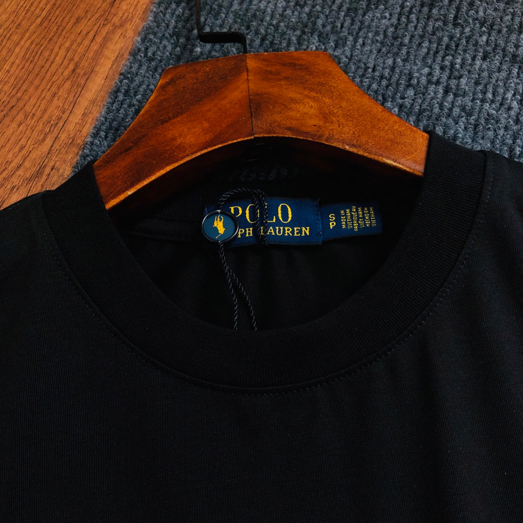 Men's Cotton Crew Neck Short‑Sleeve T‑Shirt, Red Pony Chest Embroidery