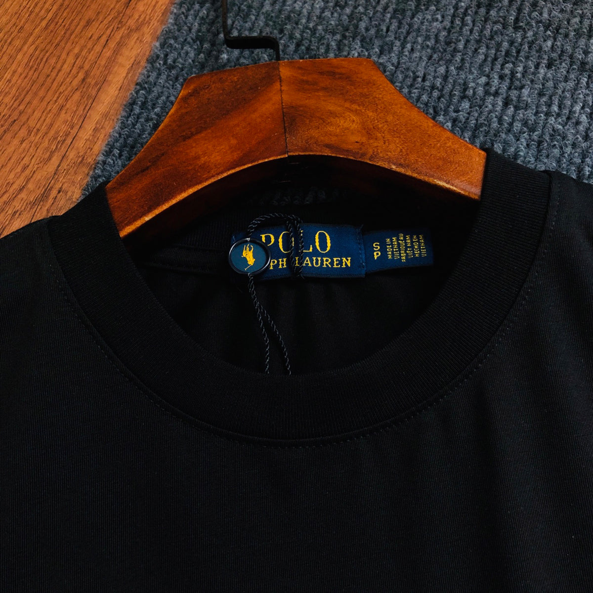 Men's Cotton Crew Neck Short‑Sleeve T‑Shirt, Red Pony Chest Embroidery