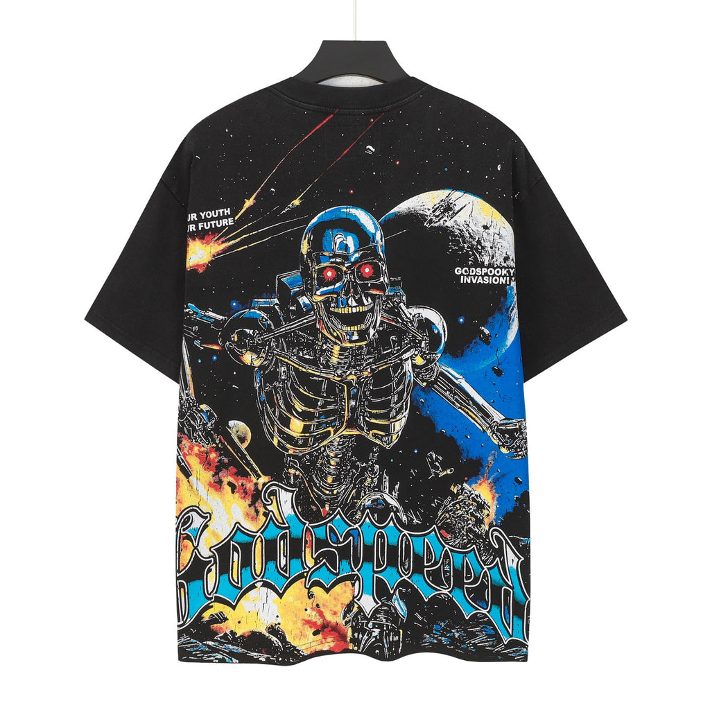 Godspeed Space Terminator Skeleton Warrior Short Sleeve Tee (Washed Black)