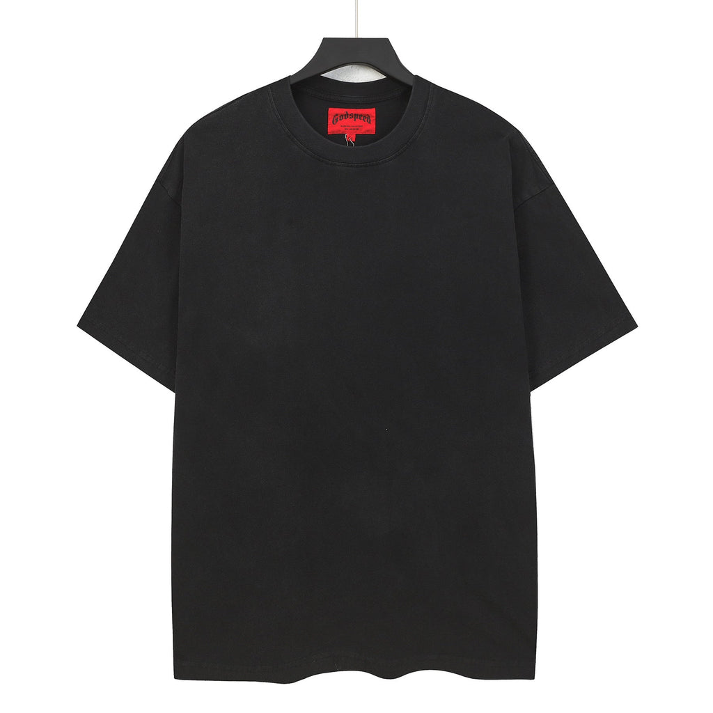 Godspeed Skeleton Statue Of Liberty Short Sleeve Tee (Washed Black)