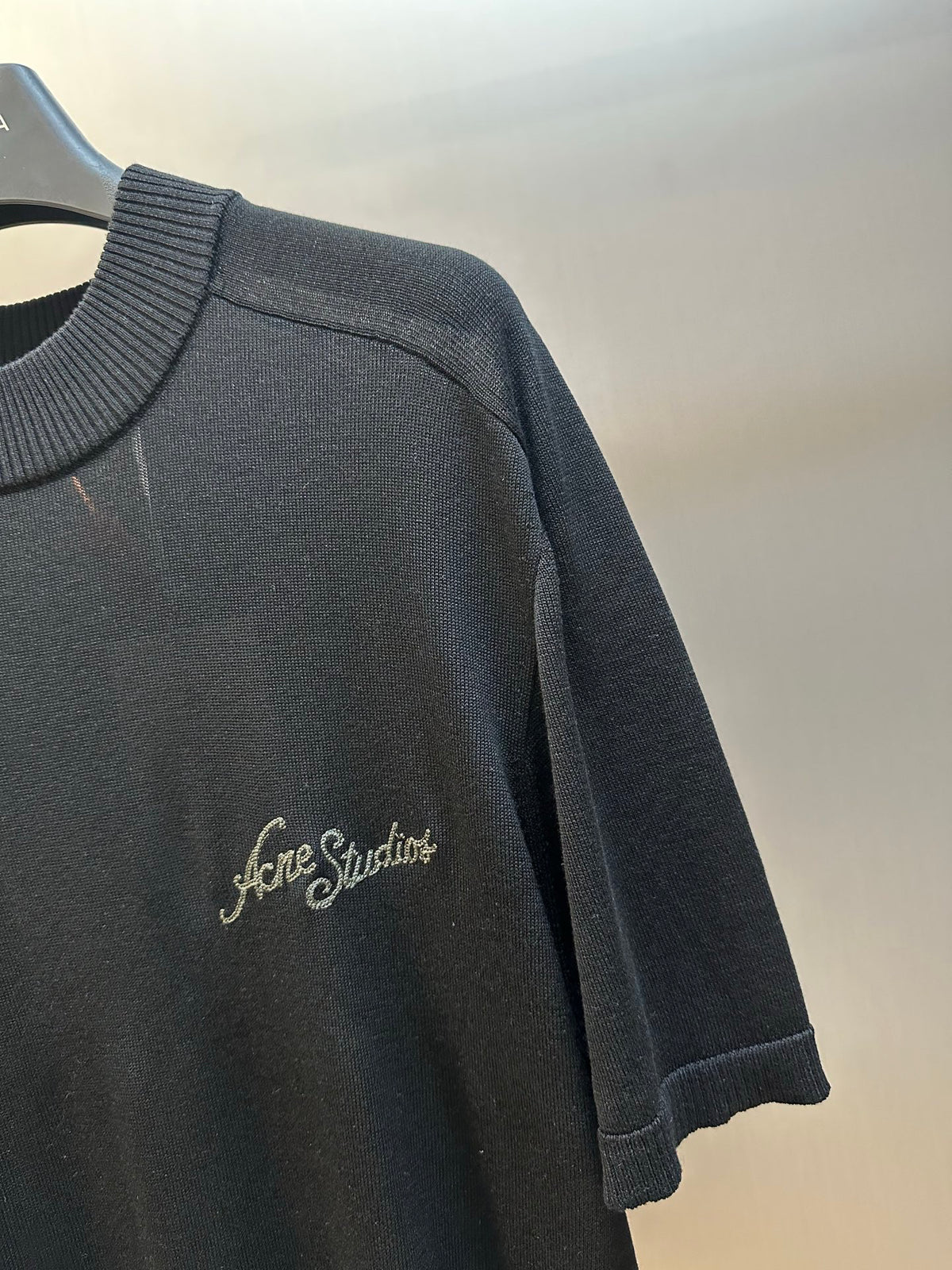 Acne Studios Short‑Sleeve Mock Neck Knit Top
