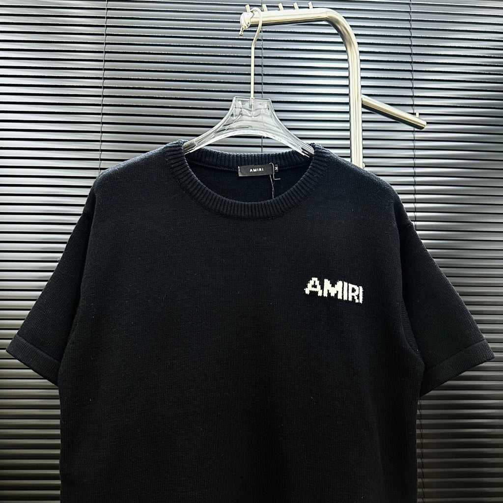 AMIRI Pixel‑Logo Short‑Sleeve Knit T‑Shirt