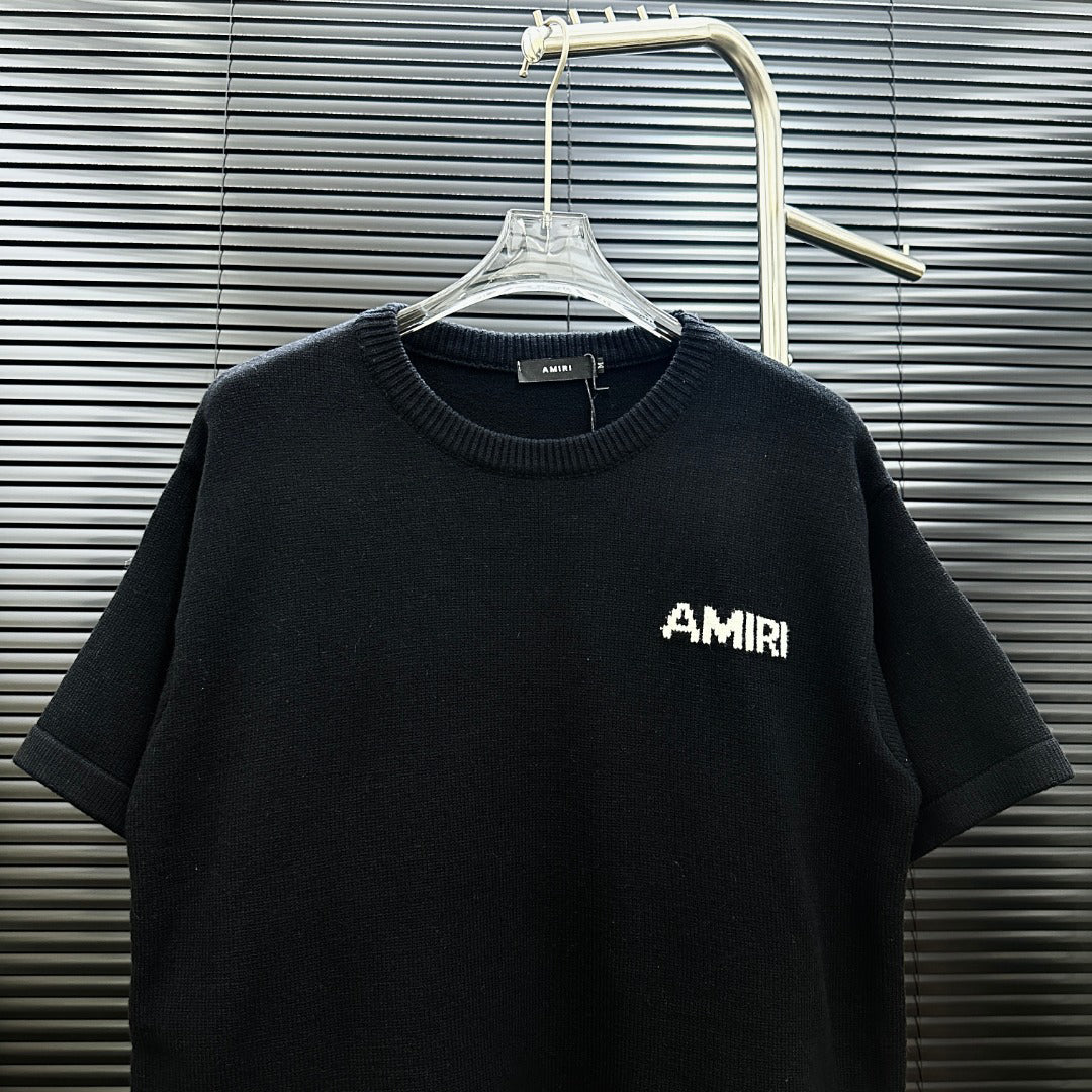 AMIRI Pixel‑Logo Short‑Sleeve Knit T‑Shirt