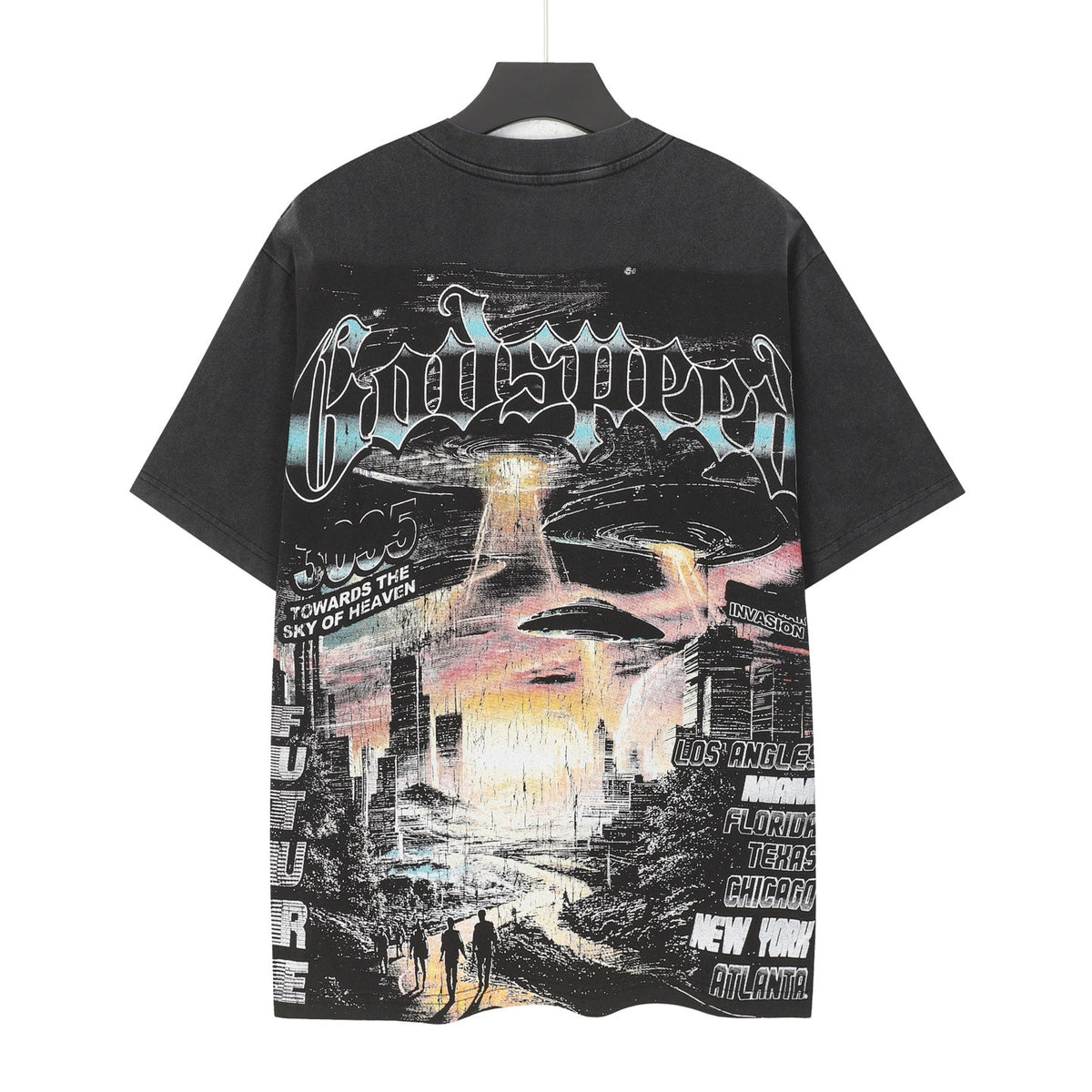 Godspeed Space Pilot Skeleton Short Sleeve Tee (Washed Black)